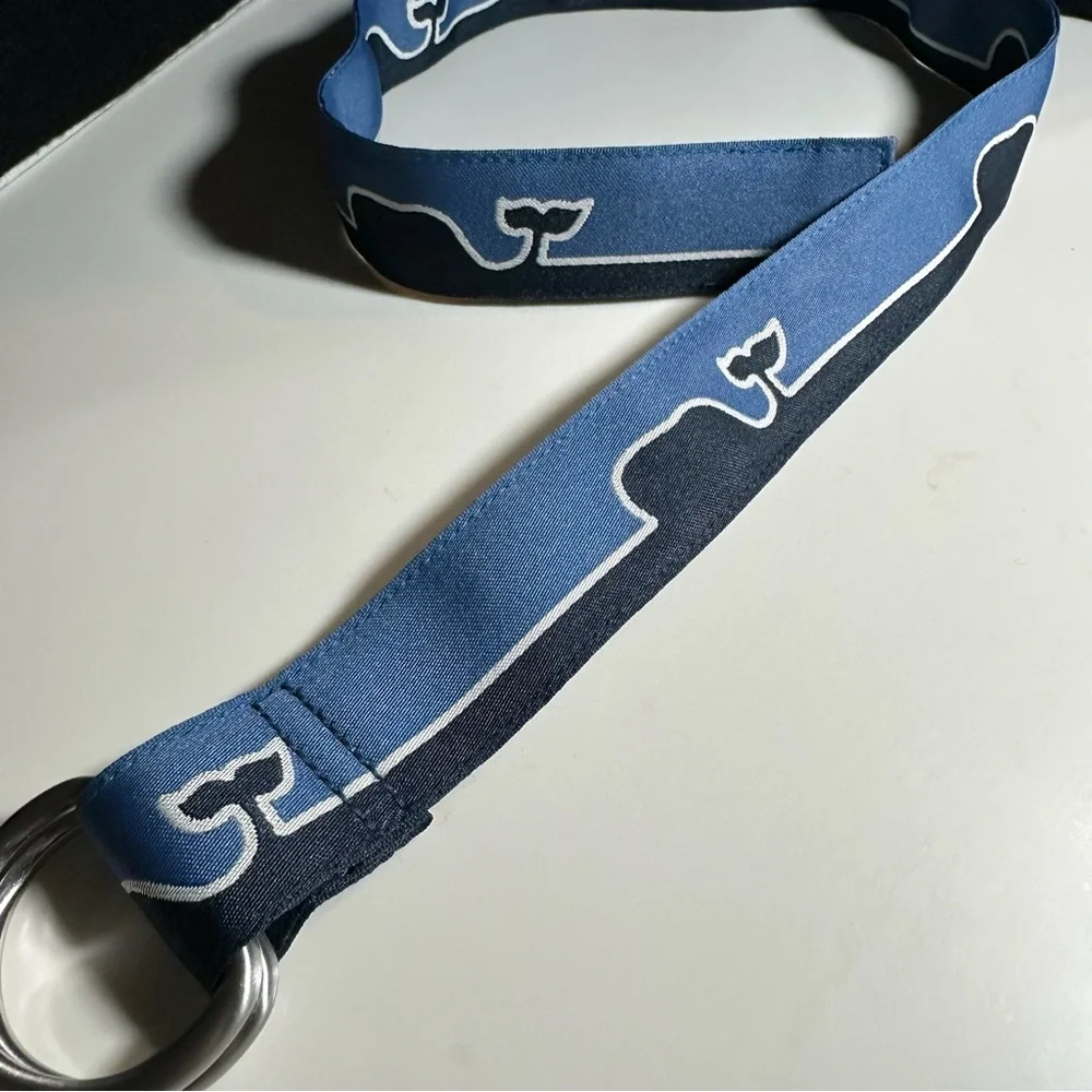 VINEYARD VINES Size M Boy's Blue WHALE LINE D-Ring Belt NWT